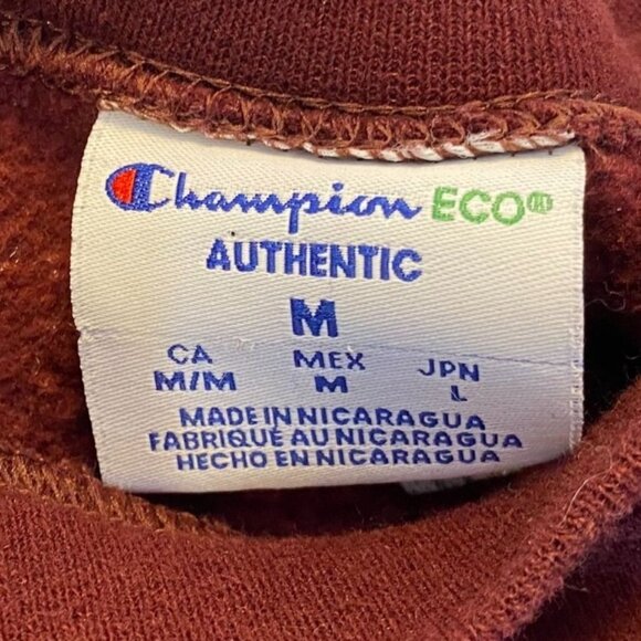 Champion Men's Sweatshirt Medium Eco Maroon Crewneck Long Sleeve Pullover Casual - Picture 3 of 7